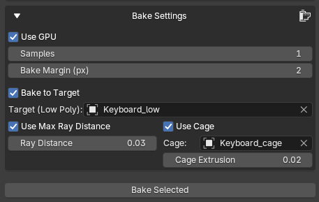 High to Low Poly Bake Settings