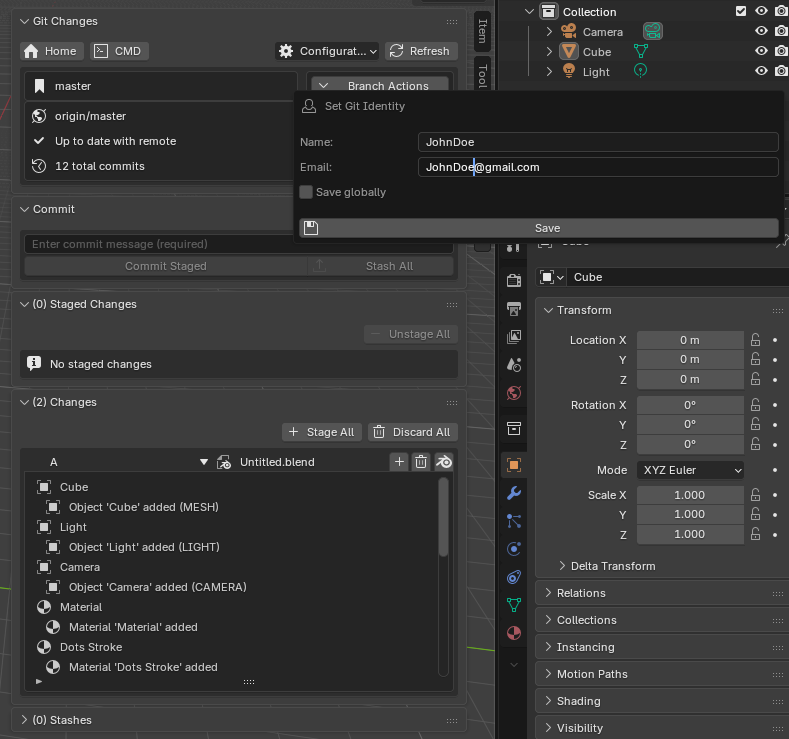 Set Identity dialog